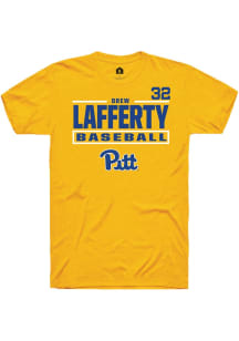 Drew Lafferty Gold Pitt Panthers NIL Stacked Box Short Sleeve T Shirt