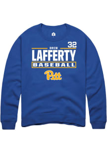 Drew Lafferty Rally Mens Blue Pitt Panthers NIL Stacked Box Crew Sweatshirt