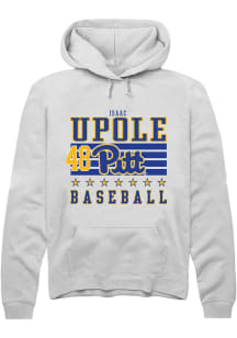 Isaac Upole Rally Mens White Pitt Panthers NIL Striped Hooded Sweatshirt