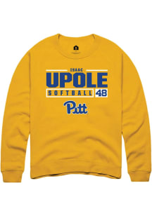 Isaac Upole Rally Mens Gold Pitt Panthers NIL Stacked Box Crew Sweatshirt