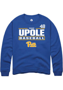 Isaac Upole Rally Mens Blue Pitt Panthers NIL Stacked Box Crew Sweatshirt
