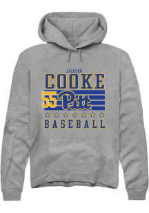 Jackson Cooke Rally Mens Grey Pitt Panthers NIL Striped Hooded Sweatshirt