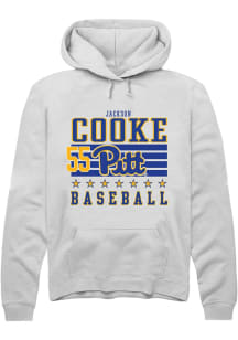 Jackson Cooke Rally Mens White Pitt Panthers NIL Striped Hooded Sweatshirt
