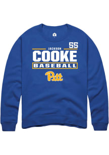 Jackson Cooke Rally Mens Blue Pitt Panthers NIL Stacked Box Crew Sweatshirt
