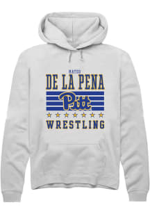 Mateo de la Pena Rally Mens White Pitt Panthers NIL Striped Hooded Sweatshirt