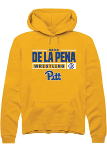 Mateo de la Pena Rally Mens Gold Pitt Panthers NIL Stacked Box Hooded Sweatshirt