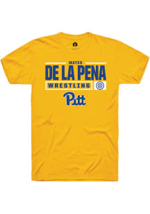 Mateo de la Pena Gold Pitt Panthers NIL Stacked Box Short Sleeve T Shirt