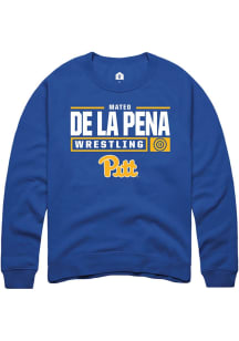 Mateo de la Pena Rally Mens Blue Pitt Panthers NIL Stacked Box Crew Sweatshirt