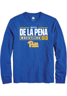 Mateo de la Pena Rally Mens Blue Pitt Panthers NIL Stacked Box Tee