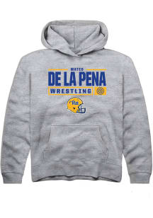 Mateo de la Pena Rally Youth Grey Pitt Panthers NIL Stacked Box Graphic Long Sleeve Hooded Sweat..