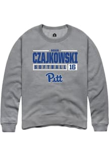 Noah Czajkowski Rally Mens Graphite Pitt Panthers NIL Stacked Box Crew Sweatshirt