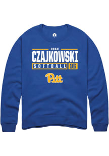 Noah Czajkowski Rally Mens Blue Pitt Panthers NIL Stacked Box Crew Sweatshirt
