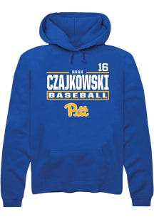 Noah Czajkowski Rally Mens Blue Pitt Panthers NIL Stacked Box Hooded Sweatshirt