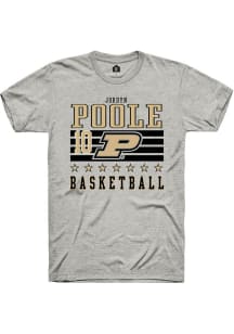 Jordyn Poole Ash Purdue Boilermakers NIL Striped Short Sleeve T Shirt