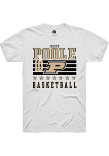 Jordyn Poole White Purdue Boilermakers NIL Striped Short Sleeve T Shirt