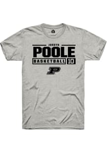 Jordyn Poole Ash Purdue Boilermakers NIL Stacked Box Short Sleeve T Shirt