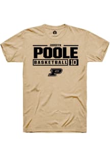 Jordyn Poole Tan Purdue Boilermakers NIL Stacked Box Short Sleeve T Shirt