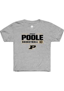 Jordyn Poole Rally Youth Grey Purdue Boilermakers NIL Stacked Box Short Sleeve T-Shirt