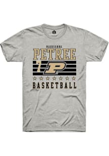 Mahrianna Petree Ash Purdue Boilermakers NIL Striped Short Sleeve T Shirt