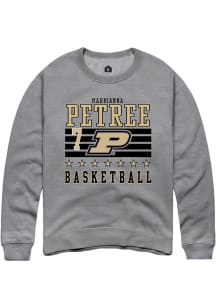 Mahrianna Petree Rally Mens Grey Purdue Boilermakers NIL Striped Crew Sweatshirt