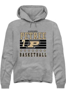 Mahrianna Petree Rally Mens Grey Purdue Boilermakers NIL Striped Hooded Sweatshirt