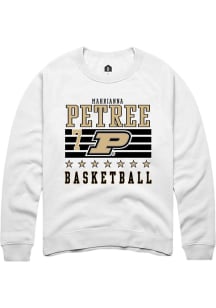 Mahrianna Petree Rally Mens White Purdue Boilermakers NIL Striped Crew Sweatshirt