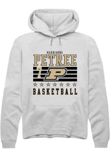 Mahrianna Petree Rally Mens White Purdue Boilermakers NIL Striped Hooded Sweatshirt