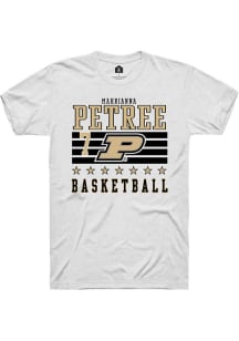 Mahrianna Petree White Purdue Boilermakers NIL Striped Short Sleeve T Shirt