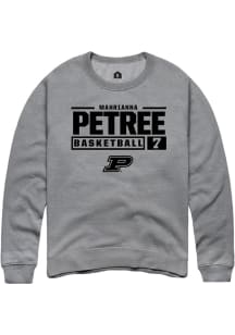 Mahrianna Petree Rally Mens Graphite Purdue Boilermakers NIL Stacked Box Crew Sweatshirt