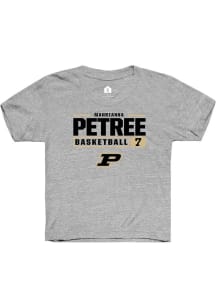 Mahrianna Petree Rally Youth Grey Purdue Boilermakers NIL Stacked Box Short Sleeve T-Shirt