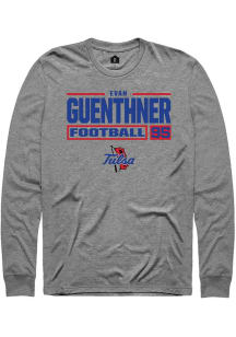 Evan Guenthner Rally Mens Graphite Tulsa Golden Hurricane NIL Stacked Box Tee