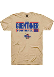 Evan Guenthner Tan Tulsa Golden Hurricane NIL Stacked Box Short Sleeve T Shirt