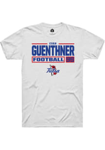 Evan Guenthner White Tulsa Golden Hurricane NIL Stacked Box Short Sleeve T Shirt