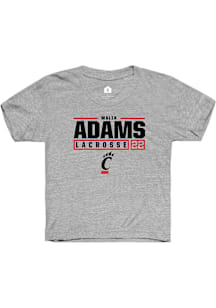 Malia Adams  Rally Cincinnati Bearcats Youth Grey NIL Stacked Box Short Sleeve T-Shirt