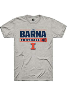 Joe Barna Ash Illinois Fighting Illini NIL Stacked Box Short Sleeve T Shirt