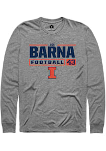 Joe Barna  Illinois Fighting Illini Graphite Rally Football NIL Stacked Box Long Sleeve T Shirt