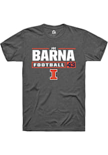 Joe Barna  Illinois Fighting Illini Grey Rally Football NIL Stacked Box Short Sleeve T Shirt