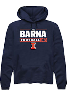 Joe Barna  Rally Illinois Fighting Illini Mens Navy Blue Football NIL Stacked Box Long Sleeve Hood..