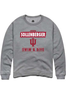 Joshua Sollenberger Rally Mens Grey Indiana Hoosiers NIL Striped Crew Sweatshirt