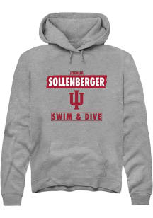 Joshua Sollenberger Rally Mens Grey Indiana Hoosiers NIL Striped Hooded Sweatshirt