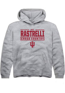 Joey Rastrelli Rally Youth Grey Indiana Hoosiers NIL Stacked Box Long Sleeve Hooded Sweatshirt