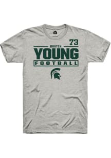 RUSTIN YOUNG Ash Michigan State Spartans NIL Stacked Box Short Sleeve T Shirt