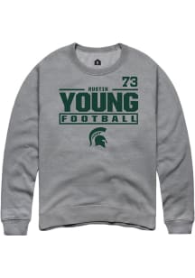 RUSTIN YOUNG Rally Mens Graphite Michigan State Spartans NIL Stacked Box Crew Sweatshirt