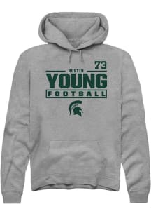 RUSTIN YOUNG Rally Mens Graphite Michigan State Spartans NIL Stacked Box Hooded Sweatshirt