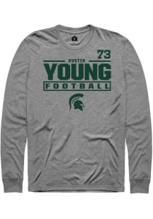 RUSTIN YOUNG Rally Mens Graphite Michigan State Spartans NIL Stacked Box Tee
