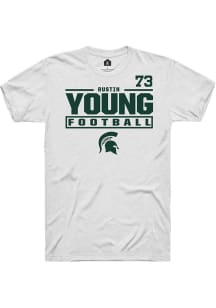 RUSTIN YOUNG White Michigan State Spartans NIL Stacked Box Short Sleeve T Shirt
