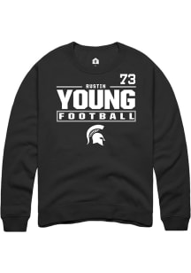 RUSTIN YOUNG Rally Mens Black Michigan State Spartans NIL Stacked Box Crew Sweatshirt