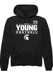 RUSTIN YOUNG Rally Mens Black Michigan State Spartans NIL Stacked Box Hooded Sweatshirt