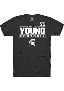 RUSTIN YOUNG Black Michigan State Spartans NIL Stacked Box Short Sleeve T Shirt