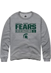 Jeremy Fears  Rally Michigan State Spartans Mens Graphite NIL Stacked Box Long Sleeve Crew Sweatsh..